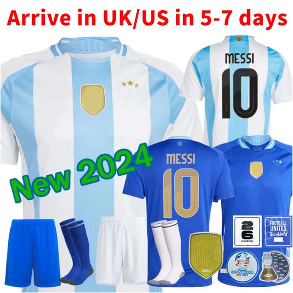 Argentina 3 estrellas Jerseys de fútbol Commemorative Fans Version del jugador Messis Dybala Di Maria Martinez de Paul Maradona Kit Kit Men 2024 Copa America Cup Camisetas 519