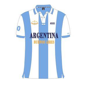 Camiseta polo bordada Slim Fit de algodón de ocio de Argentina Fútbol Fútbol argentino