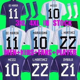 Fans speler versie 2022 2023 Argentinië voetbal jerseys 22 23 messis allister dybala di maria martinez de paul maradona kind kinderen kit mannen vrouw voetbal shirt