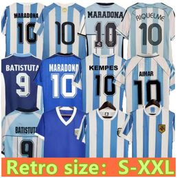 Argentine maillots de football rétro Maradona maillot de football 1978 1986 1998 1996 2000 2001 2006 2010 Kempes Batistuta Riquelme HIGUAIN KUN AGUERO maillots de maillot