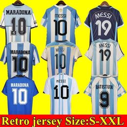 Maglia da calcio retrò Argentina Maradona Kempes Batistuta Riquelme KUN AGUERO AIMAR Maglia da calcio vintage 1978 1986 1994 1998 2000 2001 2002 2006 2010 2014