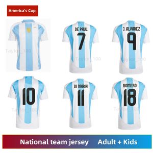 Argentine Soccer Jersey 2024 Copa America Cup Camitas Kid Kit 2025 Équipe nationale 24/25 Home Away Football Shirt Jouer Version Di Maria Lautaro