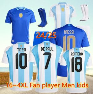 Argentine Soccer Jersey 2024 Di Maria Martinez Copa America Cup Camitas Kid Kit 2025 Équipe nationale 24/25 Home Football Shirt Player Version Di Maria Lautaro