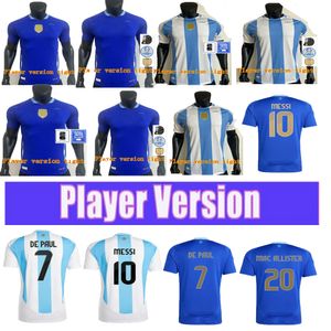 Argentinas Classic Popular Player Version X-xxl Messis Messis Away Jerseys de fútbol 2024 2025 J.Aarez di Maria Dybala Martinez Allister Maradona Men Camisa de fútbol