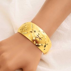 Argyle vergulde grote manchet armbanden voor mevrouw Dubai bruids bruiloft Afrikaanse armband sieraden gouden bedelarmband Party cadeau Q0717