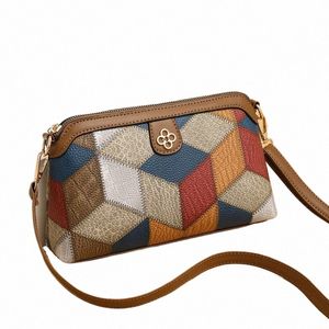 Sac à bandoulière à motif argyle, sac à bandoulière vintage Colorblock, sac à main de tous les jours pour femmes avec fermeture éclair n3im #