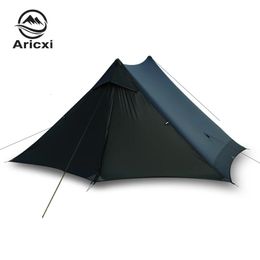 Aricxi Tente de camping ultralégère extérieure agrandie pour 2 personnes Tente professionnelle sans tige en nylon argenté 15D 3 saisons gris noir Largeur 135 cm 240220