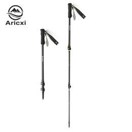 Aricxi Flip Sloten Ultralight Verstelbare Trekking Pole Hiking Trail Running Walking Stick Carbon Fiber 220104