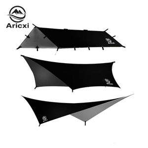 ARICXI TARP 210T Polyester Ultralight Tarp Outdoor Camping Black Silver revêtement anti-ultraviolet carré hexagone abri