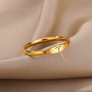 Ram Maagd Boogschutter Ringen voor Vrouwen Twaalf Sterrenbeelden Rvs Ring 2023 Trend Zodiac Esthetische Sieraden anillos
