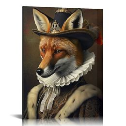 Aristocratic Fox Poster - Renaissance Print - Portrait Art - Fox Art - Gift for Men, Women Animal Lover - Désorade drôle pour le salon, la chambre ou l'art mural de chambre