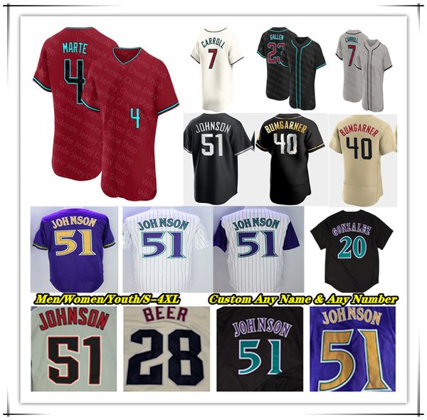 Dbacks Jersey de béisbol Randy Johnson Ketel Marte Corbin Carroll Lourdes Gurriel Jr Alek Thomas Ryne Nelson Blaze Alexander Jake McCarthy Emmanuel Rivera Bumgarner