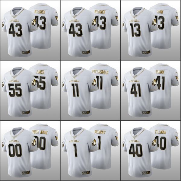 Arizona''Cardinals''Men 11 Larry Fitzgerald 1 Kyler Murray 21 Peterson Personnalisé Femmes Jeunes 100e Blanc Golden Edition Jersey