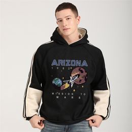 Arizona homme sweats à capuche Patchwork sweat décontracté épais Harajuku survêtements hommes Streetwear astronaute Couples vêtements 210813