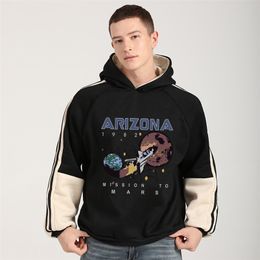 Arizona homme sweats à capuche Patchwork sweat décontracté épais Harajuku survêtements hommes Streetwear astronaute Couples vêtements 210728