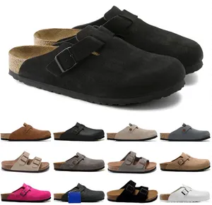 Arizona hommes femmes designer diapositives sabots sandales Boston Soft Footbed en cuir taupe moka vison thym hommes mode éraflures pantoufles d'extérieur chaussures