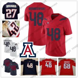 Arizona NCAA Wildcats # 68 Tedy Bruschi 48 Rob Gronkowski 42 Brooks Reed 27 Lance Briggs Bleu marine Rouge Blanc Réessayé Maillot de football vintage Haute