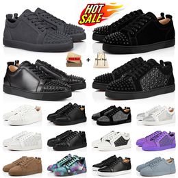 Christian Louboutin Louis Junior Spikes Veau Velours Sneaker CL sneakers With box chaussures à semelle rouge Designer hommes femmes Casual lefo chaussures  【code ：L】