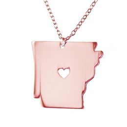 Arkansas State Ketting Kaart Hanger Kettingen USA State Hangers Kaart Ketting Met Een Hart Handgemaakte Jewelry244L