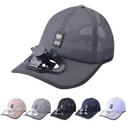 Arloneet unisex camping wandel piekcaps fan honkbal hoed oplaadbare configuratie fan koeling usb oplaad sun hoed j0619 240527