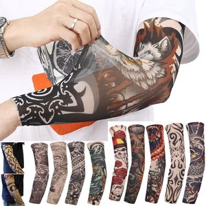 Arm Leg Warmers 1PC Street Tattoo Sleeves Sun UV Protection Cover Seamless Outdoor Riding Sunscreen Glover For Men Women 230613