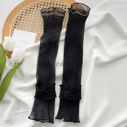 Arm Leg Warmers Children's Finger Gloves Anti-ultraviolet Sleeves Ice Silk Cover Women Lace Holes Cute Sweat-absorbing Summer Sun UV Protection Hand Glove YQ240106