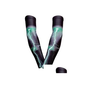 Bras Jambières Éclairage Vert Compression Coude Manches Baseball Manches Vélo Golf Live And Die ER UV Protection Solaire Drop Livraison Dhtzy