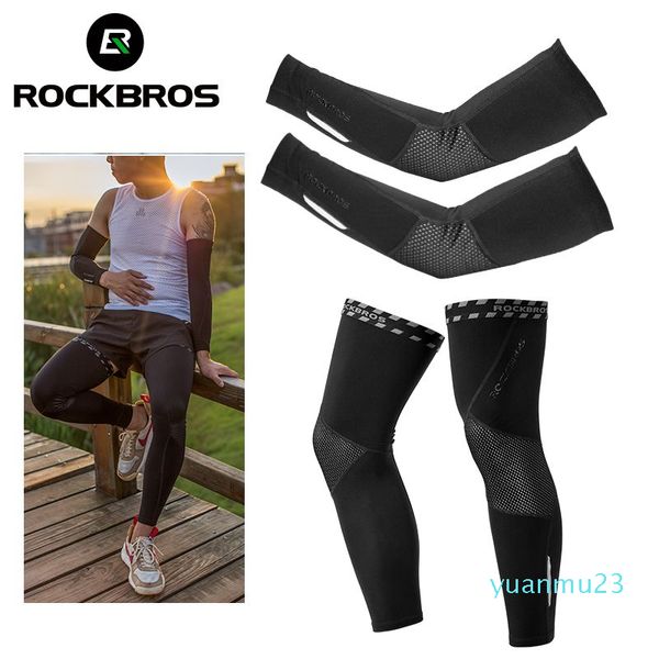 Calentadores de piernas y brazos ROCKBROS ciclismo correr invierno polar mangas de brazo cálidas transpirables coderas deportivas Fitness cubiertas de brazo baloncesto