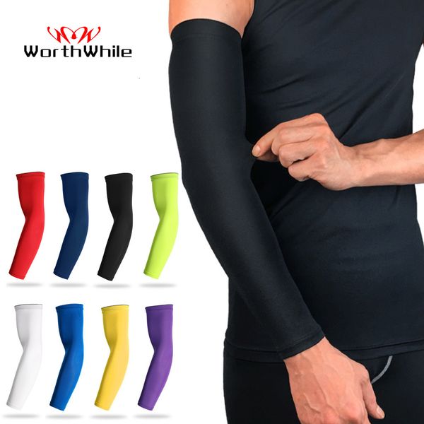 Bras Jambières WorthWhile Sports Compression Sleeve Basketball Cyclisme Warmer Summer Running Protection UV Volleyball Sunscreen Bands 230720