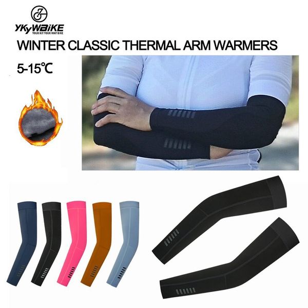 Calentadores de piernas para brazos YKYWBIKE Winter Fleece Warm Arm Sleeves Transpirable Sports Coderas Fitness Arm Covers Ciclismo Running Thermal Arm Warmers 230511