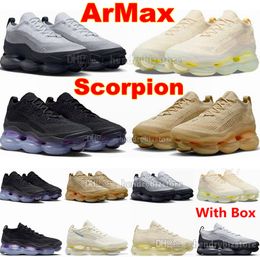 Armaxs Scorpion Triple Black Running Shoes Heren Dames Lemon Wash Wolf Gray Sesam Perzische Violet Blacks Purple Volt Fly Breien Sneakers Sport Trainers met doos