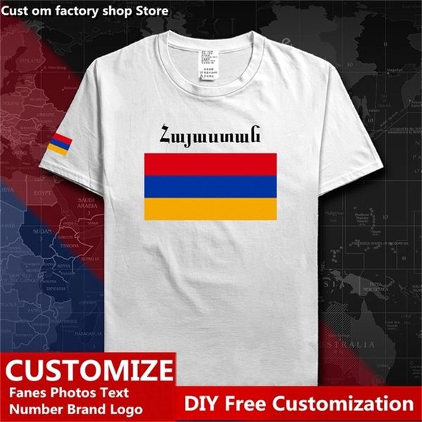 Armenia País Bandera Camiseta personalizada Jersey Fans Nombre Número Marca Algodón Camisetas Hombres Mujeres Suelta Casual Deportes Camiseta 220609