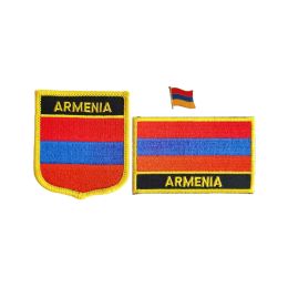 Armenia National Flag brodery Patches Badge Shield Square Shape Pin un ensemble sur le brassard en tissu décoration de sac à dos