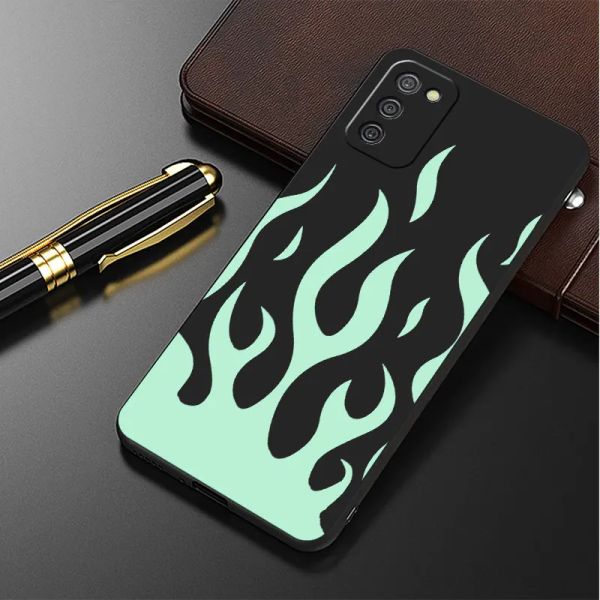 Armor Black Cool Green Red Flame Fire Fire Phone para Samsung Galaxy A12 A13 A71 A52 5G A22 A21S A72 A51 4G A11 A32 A42 A52S