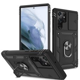 Armure magnétique 3 en 1 étuis de téléphone pour Samsung Galaxy S24 S23 S22 Plus Ultra FE A33 A03S A25 A23 A34 A25 A52 A51 A53 5G Google Pixel 8 Pro Slide Camera Kickstand Case Cover