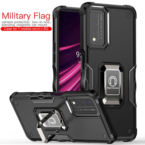 Armadura Casos magnéticos para TCL T-MOBILE REVVL V + V PLUS Funda Silicon Anillo Gel Skin 360 Protección Piece Pantalte Hard Holder Cubierta