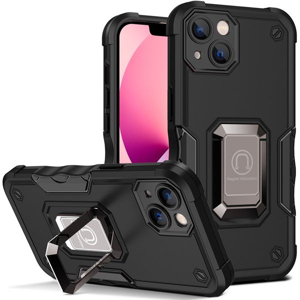 Fundas magnéticas de armadura Soporte de anillo de silicona Funda rígida para soporte de coche para iPhone 14 Pro Max 14Pro 13 12 Mini 11 XS XR 6 7 8 Plus Samsung S23 Ultra S22 S21 FE S20 M51 A14 A33 A53