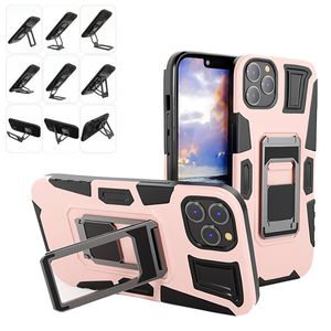 Armor Magnetic Telephip Shell con soporte plegable para iPhone 14 Plus 13 12 Pro Max Shock Protido Hidden Mecha Stand Cubierta de teléfono 1 PCS