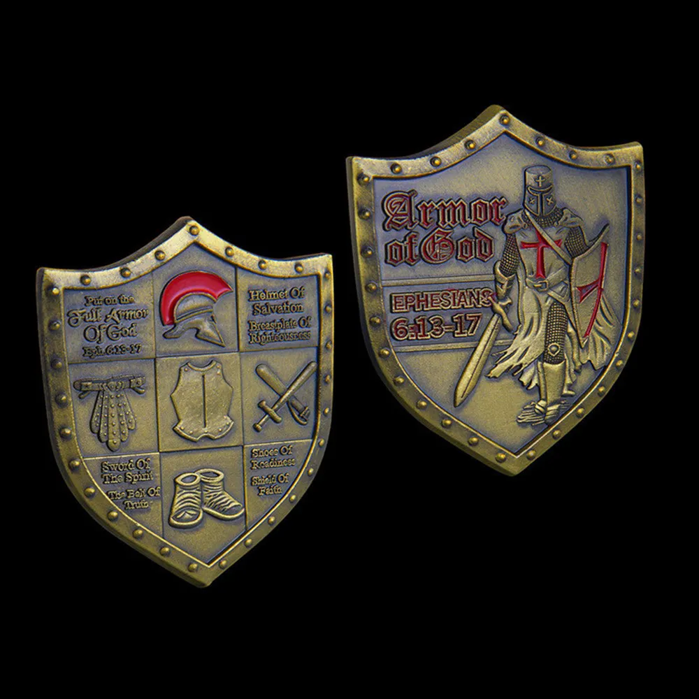 RYUKENLM Médaille de défi chrétienne Armure de Dieu - Éphésiens 6:13-17 Bouclier de prière - Médaille commémorative Armure complète de Dieu avec le casque du salut, le bouclier de la foi, l'épée RYUKENLM Médaille de défi chrétienne Armure de Dieu - Éphésiens 6:13-17 Bouclier de prière - Médaille commémorative Armure complète de Dieu avec le casque du salut, le bouclier de la foi, l'épée