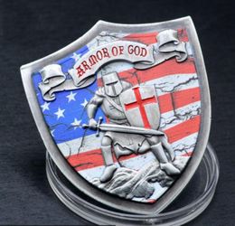 Armor of God Eph 61018 Crusaders Red Cross Challenge Coin Shield Badge Lord Bible Praye2486390