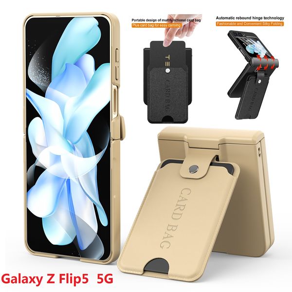 Bolsa de tarjeta para Samsung Galaxy Z Flip 5 Funda de soporte de protección de bisagra de rebote automático