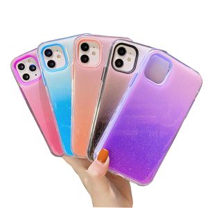 Armor Telefoon Gevallen Gradiënt Shining Cover voor iphone13 12 11 Pro Max X XR Dual Layer Hybrid 3in1 LG Moto Samsung Galaxy S21 Ultra S20 S10 Note20 10 A50 A21S A31 A51 A71 M20 J2