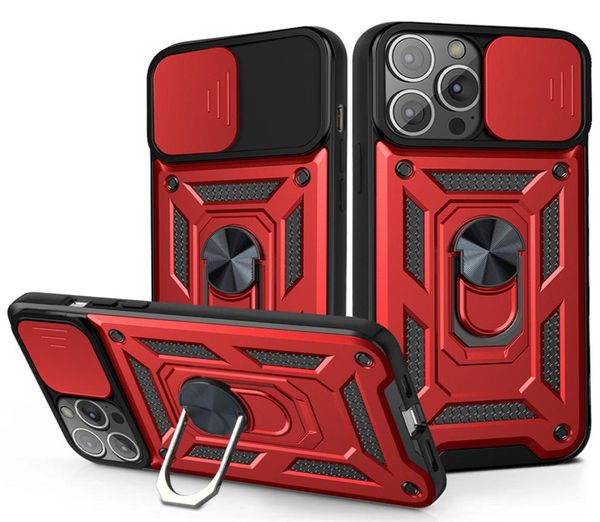 Armor Ring Stand Camera Lens Protector Fundas para iPhone 12 Pro Max 11 XR XS 7 8 Plus Samsung A71 S21 Ultra a prueba de golpes Magnético Hol3681673