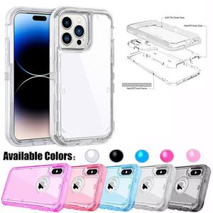 Armor Schokbestendig Bumper Case Voor iPhone 15 14 13 12 11 Pro Max XR XS X 6 7 8 plus Transparante Zware Bescherming Hard PC TPU Telefoonhoesje