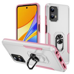 Étui magnétique de voiture antichoc blindé pour iPhone 15 Pro Max Samsung S24 Ultra Plus MOTO G PLAY 5G Couverture arrière avec support de support d'anneau béquille