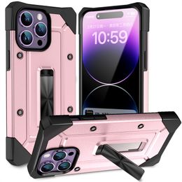 Armor schokbestendige telefoonhoesjes voor iPhone 15 14 13 12 11 Pro Max XSmax XR XS X 7 8 Plus Standstand Hybride PC TPU Cellphone Case Shell Back Cover