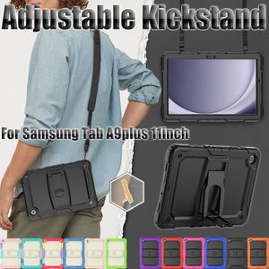 Case de support d'armure pour Samsung Galaxy Tab A9plus 11 pouces A9 + Hybride Silicone PC ROPIGE PRÉPENCE COUVERTURE ALIGNABLE ARRIVITATIQUE À L'ÉCRIE ALLU