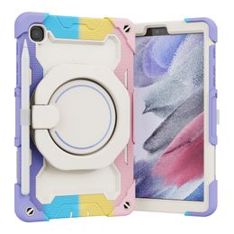 Pantser tablet cases voor Samsung Tab A7 Lite 8.7 inch 2021 SM-T220/T225 A 8.0 T290 Case Roterende ring siliconen kleurrijke deksel