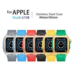 Armor Cases DIY roestvrijstalen kast horloges Cover AP Mod Kit fit siliconen band voor iWatch 8 7 6 5 4 SE band voor Apple Watch Series 8 7 45mm 44mm