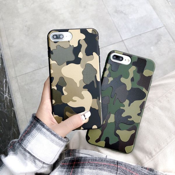 Armée Camo Camouflage Téléphone Cas Pour iPhone 12 Mini Pro Max 11 Pro X XS Max XR 8 7 Plus Mode Armée Vert Silicone Souple TPU Housse DHL